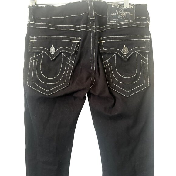 True Religion Black Skinny Jeans Womens Size 28 White Contrast Stitching & Disti - Picture 4 of 7